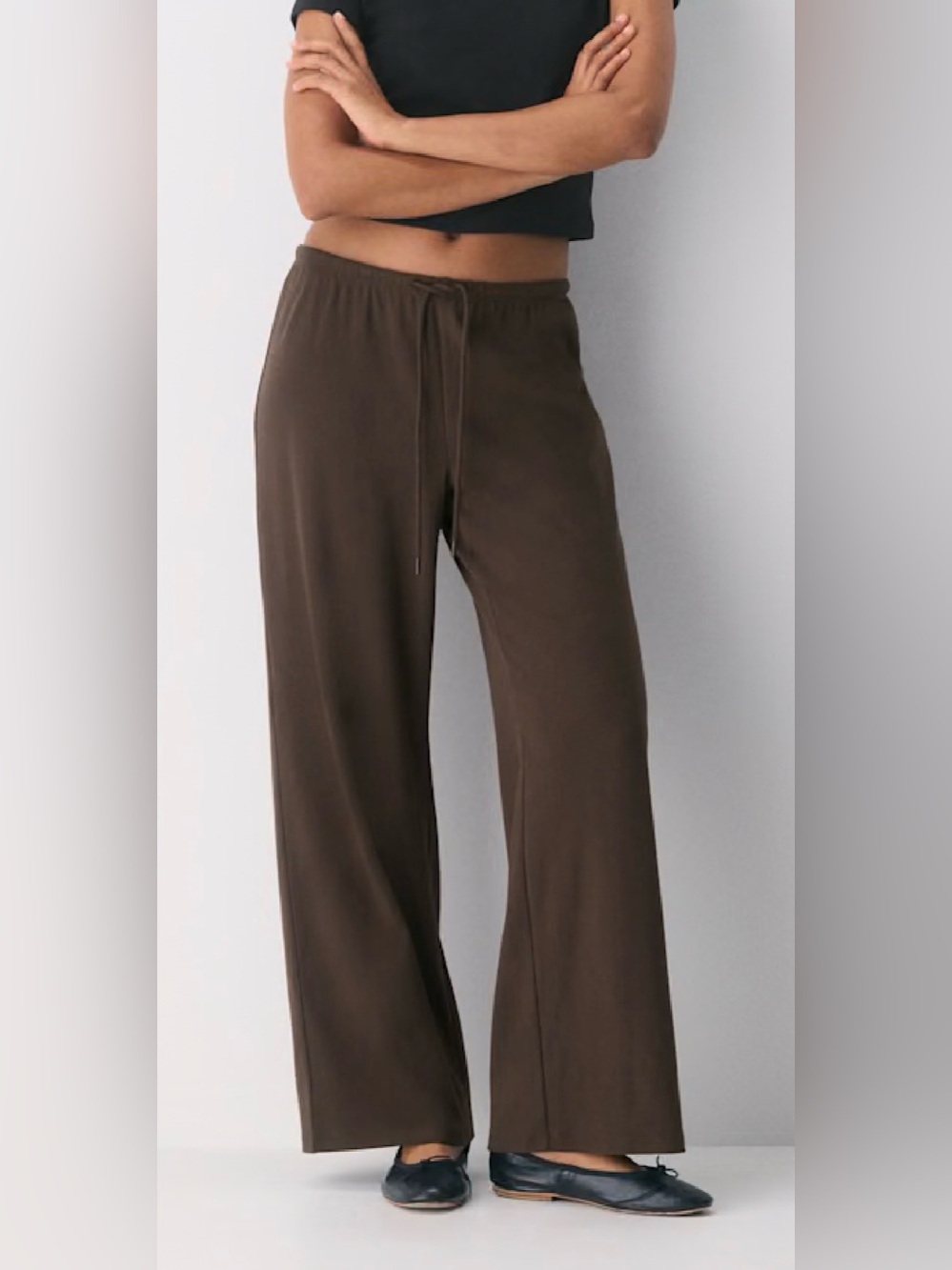 Sunday Best Wide-Leg Drawstring Pants in Chocolate Brown